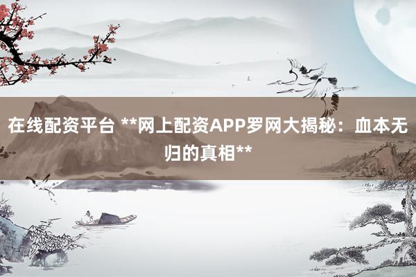 在线配资平台 **网上配资APP罗网大揭秘：血本无归的真相**